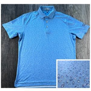 Peter Millar Drinks Liquor All Over Summer Comfort Performance Polo Shirt Med